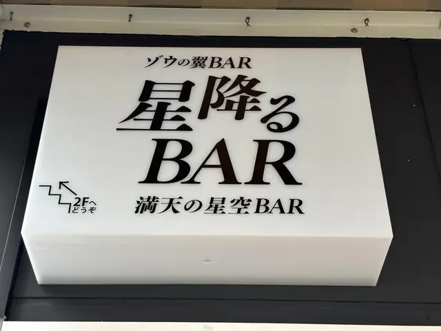 高井戸の「星降るBAR」を小箱で示す白い突出看板